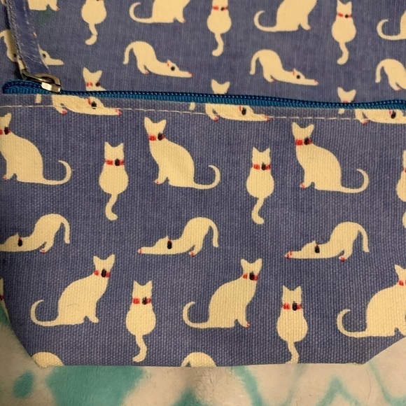 Rock flower paper set of three canvas zipped pouches cat print - Picture 2 of 7